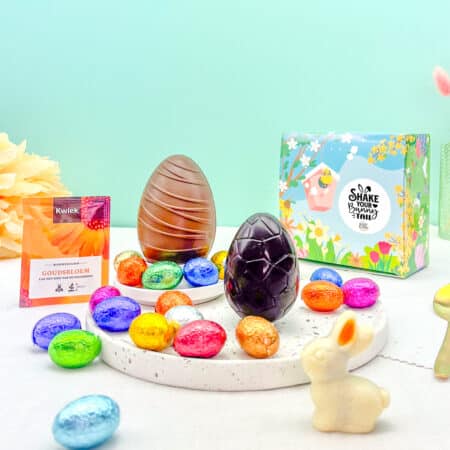Paasgeluk large – doosje met 18 paaseitjes en holgoed chocolade