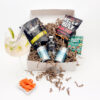 Apero box met 2 flesjes tonic, gin en hartige snacks in geschenkdoos