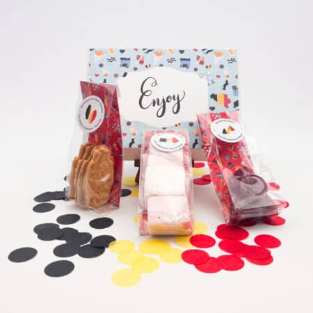 Petit coffret cadeau contenant des spécialités belges