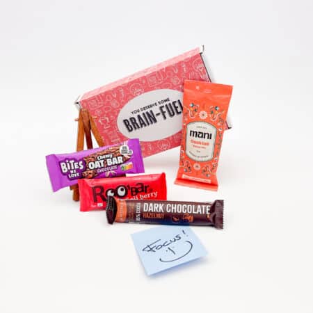 Brievenbusdoosje, gevuld met energy en focus snacks