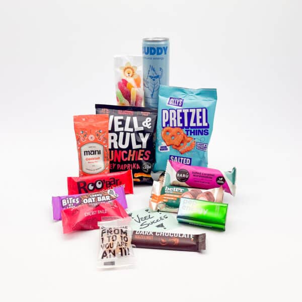 Large geschenkbox gevuld met energy en focus snacks & drinks