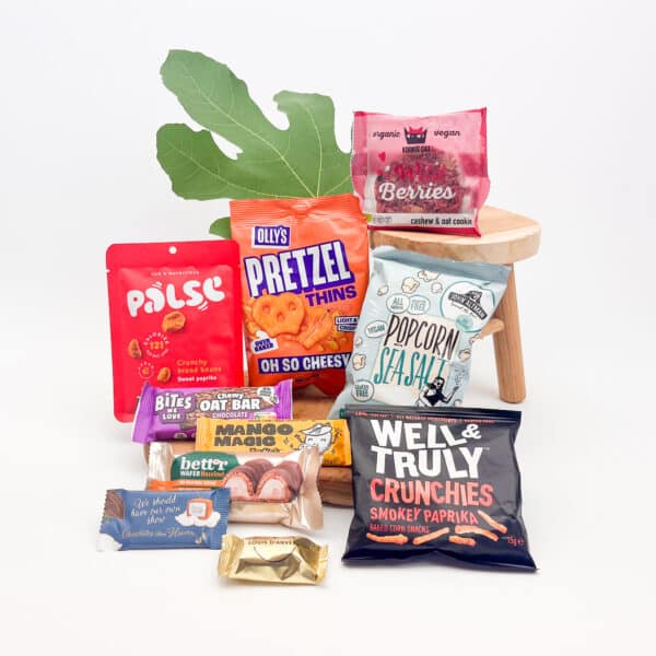 Medium giftbox gevuld met plant based snacks en drinks