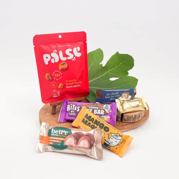 Medium giftbox gevuld met plant based snacks en drinks