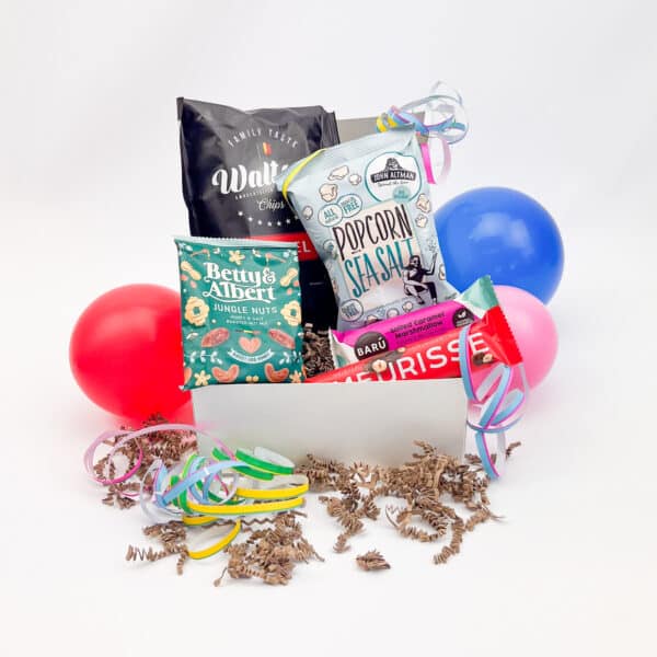 Zoet en hartig cadeau: Waltson chips, jungle nuts en Meurisse notenreep in geschenkdoos